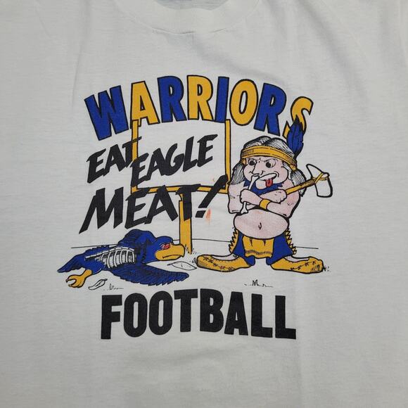 Vintage Funny Football Shirt Small 17x26 Warriors Eat Eagle - Picture 6 of 16